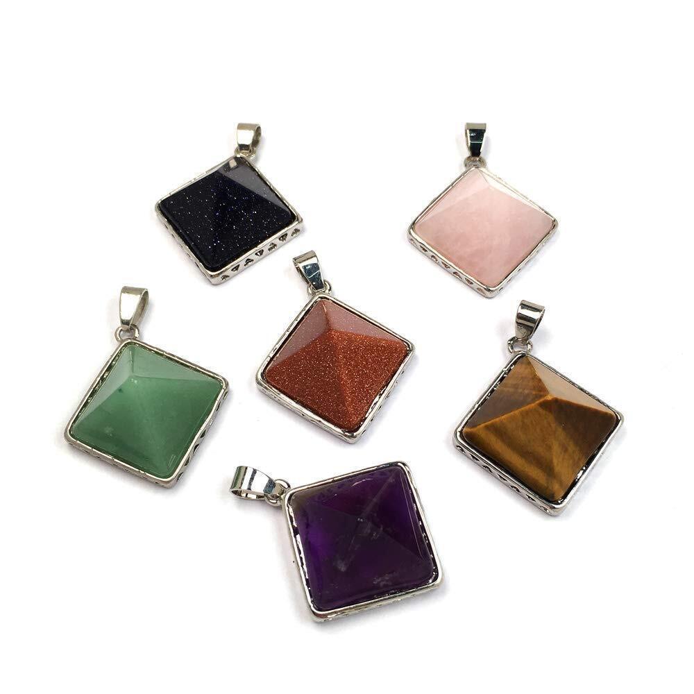 4826 5pcs Natural Stone Pendants, Faceted Stone Pendants Charms DIY